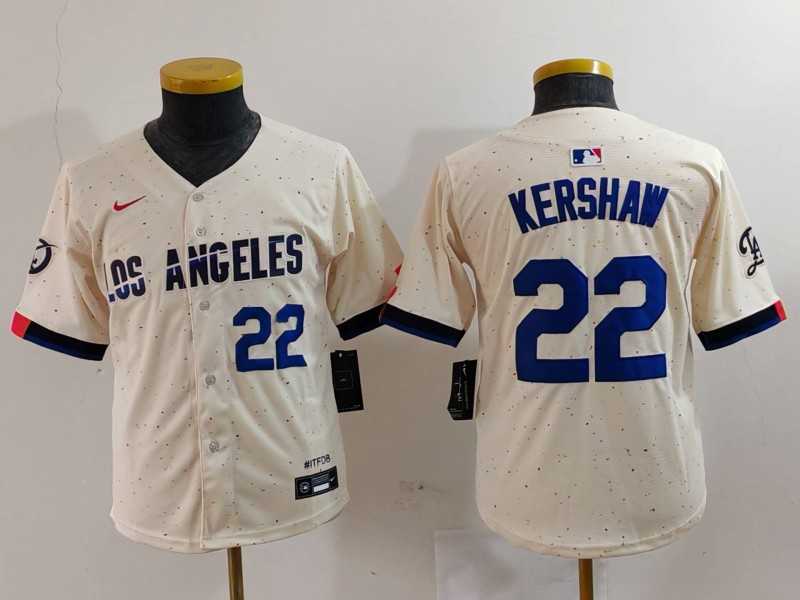 Youth Los Angeles Dodgers #22 Clayton Kershaw Number Cream 2024 City Connect Limited Stitched Jerseys->mlb youth jerseys->MLB Jersey